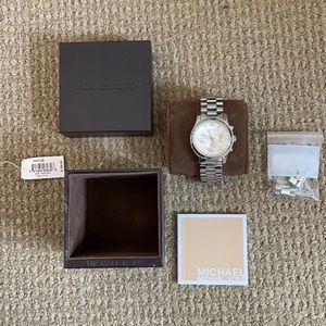 Michael Kors Silver Midsized Chronograph Watch 38